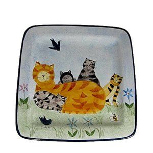 Cat Kitten 12" Platter Plate Hand Painted Karen De Alwis Creatively Yours Vtg
